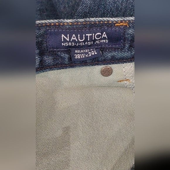 Nautica Men's Relaxed Fit Denim Jeans Label Size 38x34 Dark Blue 100% Cotton - Picture 4 of 7